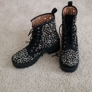 Jeffrey Campbell black w/studs combat booties